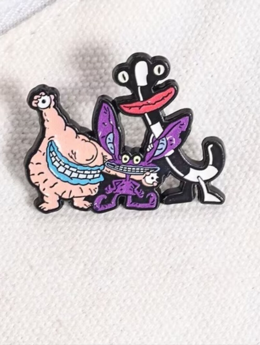 Cartoon Monster Trio Enamel Pin - Purple, Black, Pink